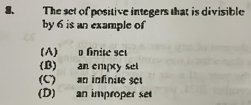 Solved: The set of positive integers that is divisible by 6 is an ...