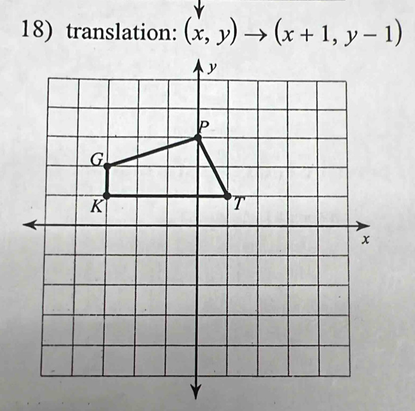 translation: (x,y)to (x+1,y-1)