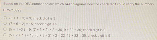 Solved: Based on the DEA number below, which best diagrams how the ...