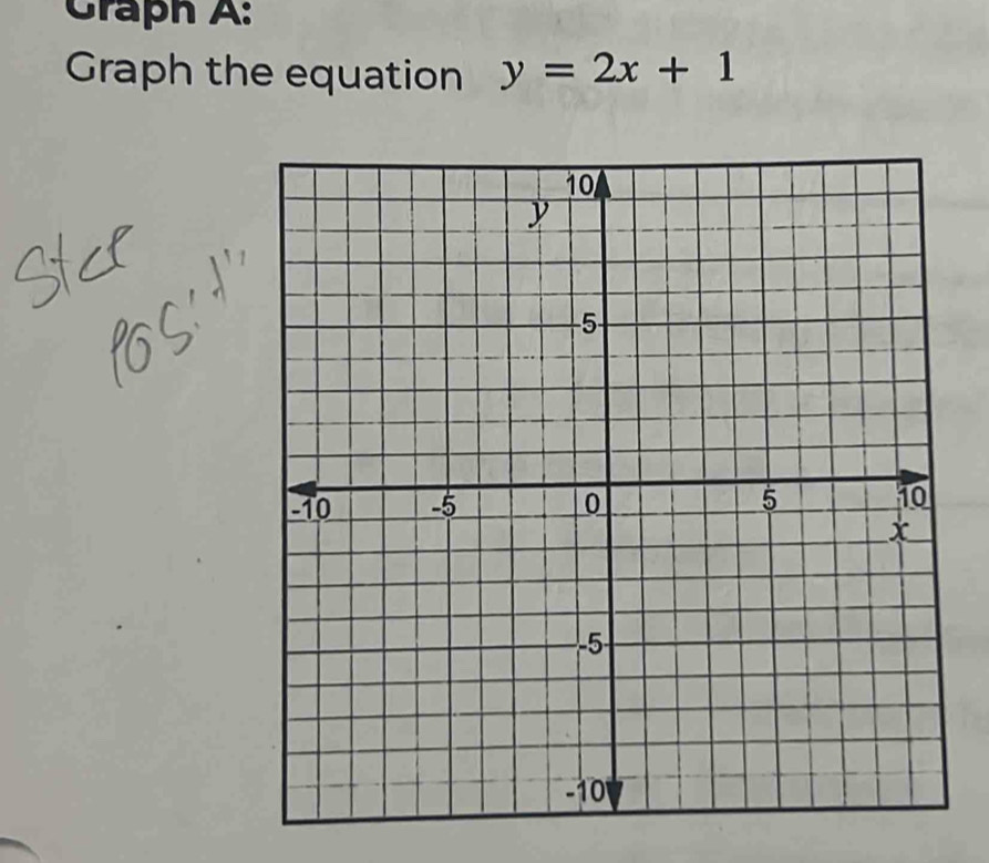 Crapn A: 
Graph the equation y=2x+1