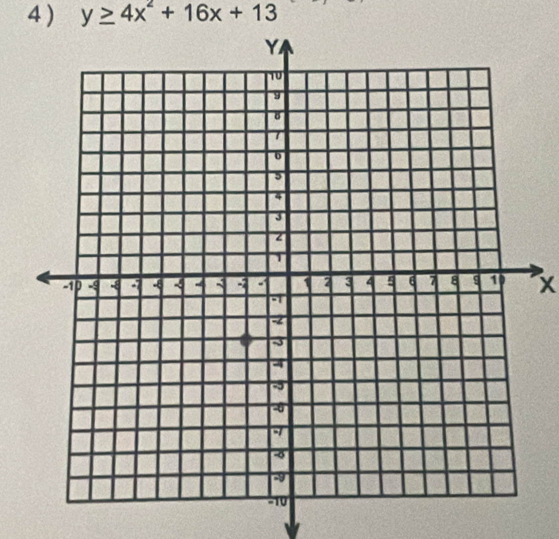 4 ) y≥ 4x^2+16x+13
X