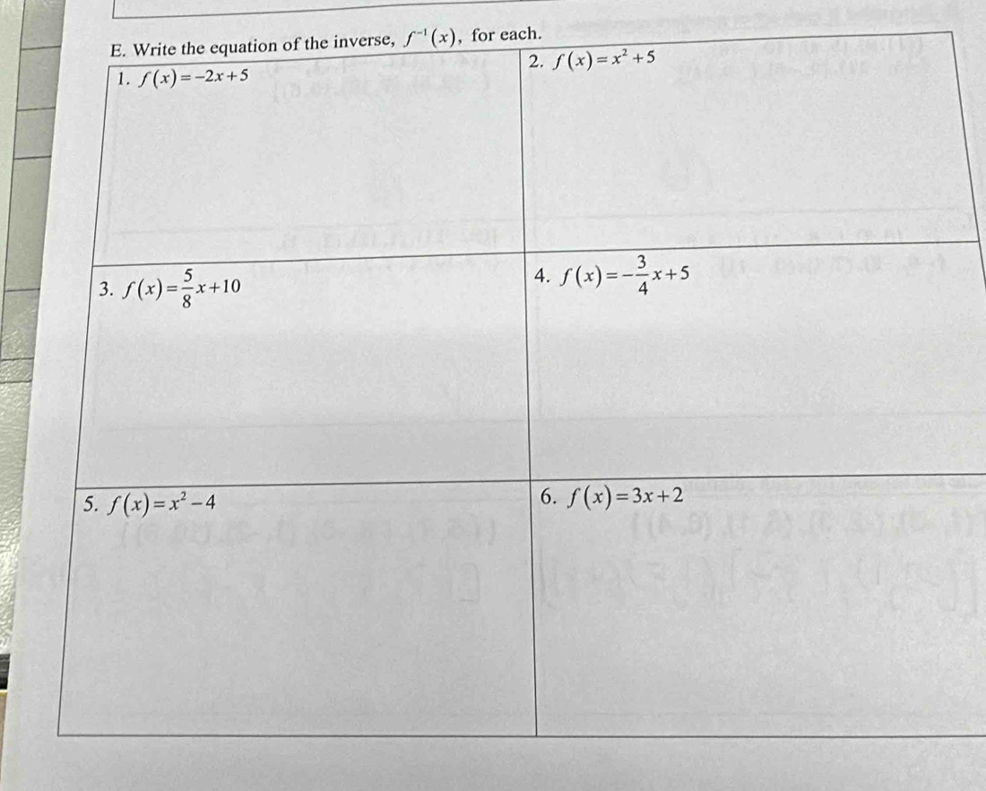 f^(-1)(x) , for each.