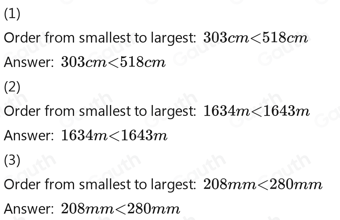 Solved: For each pair of measurements, write down which length is ...