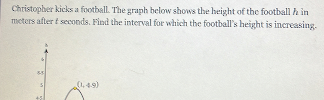 Solved: Christopher kicks a football. The graph below shows the height ...