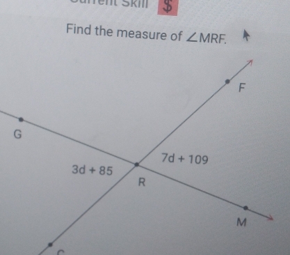 ent Škm $
Find the measure of ∠ MRF.