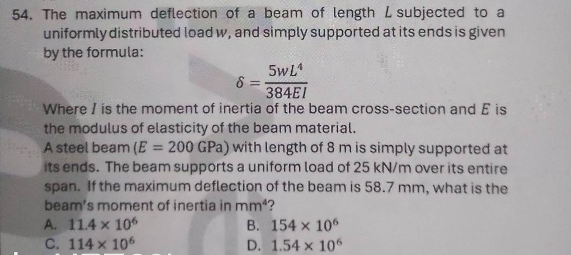 Solved: The maximum deflection of a beam of length Lsubjected to a ...