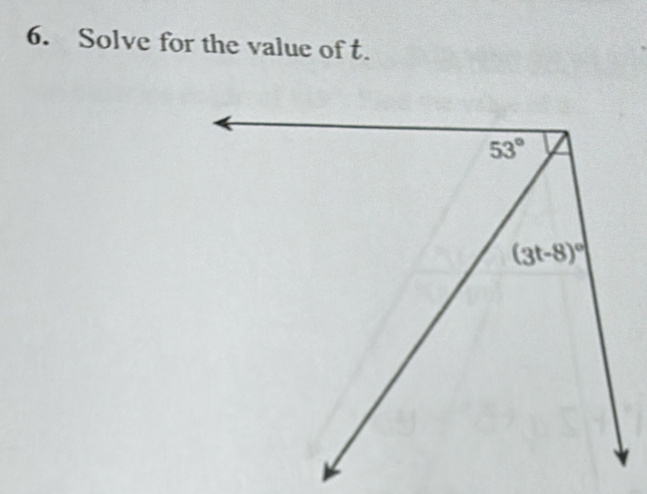 Solve for the value of t.