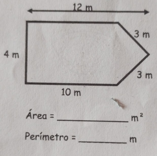 Área =
_ m^2
Perímetro =
_ m