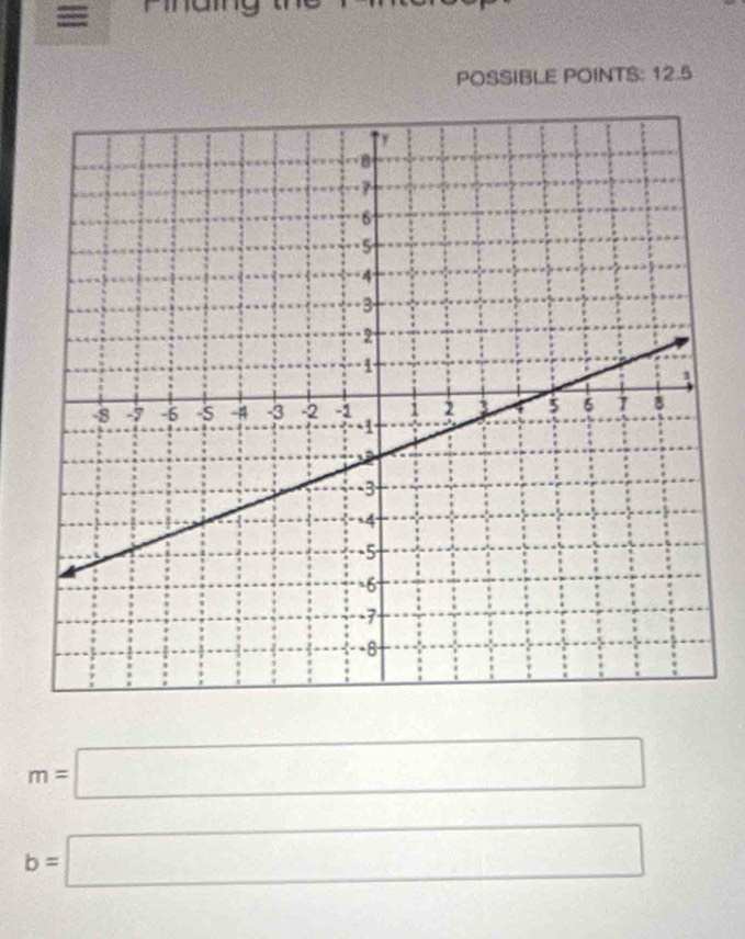 = 
POSSIBLE POINTS: 12.5
m=□
b=□