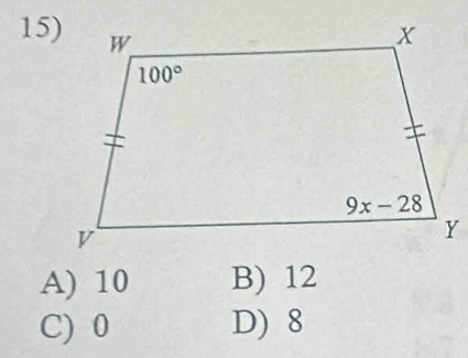 A) 10 B) 12
C) 0 D) 8