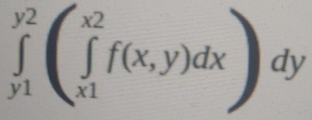 ∈tlimits _(y1)^(y2)(∈tlimits _(x1)^(x2)f(x,y)dx)dy