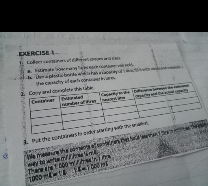 Solved: Collect containers of different shapes and sizes. a. Estimate ...