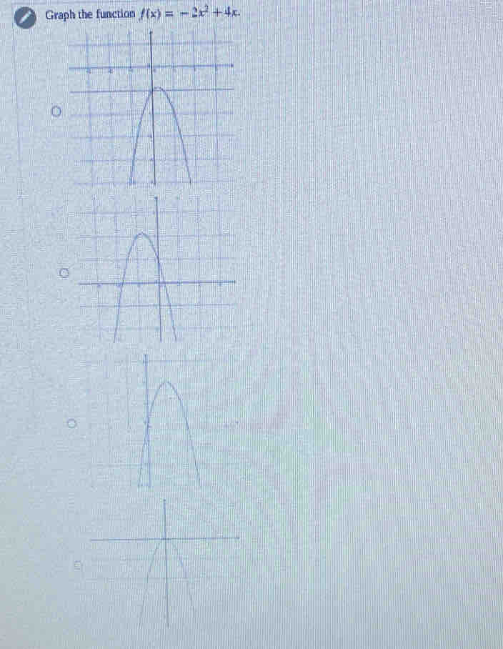 Graph the function f(x)=-2x^2+4x.