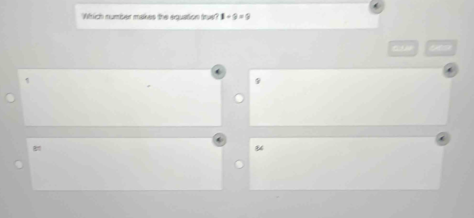 Which number makes the equation inus? 1/ 9=9
0
1
B