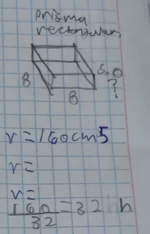 prsma 
rectonguar, 
. O
r=160cm5
r=
x=
 160/32 =32h