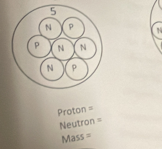 Proton =
Neutron =
Mass =