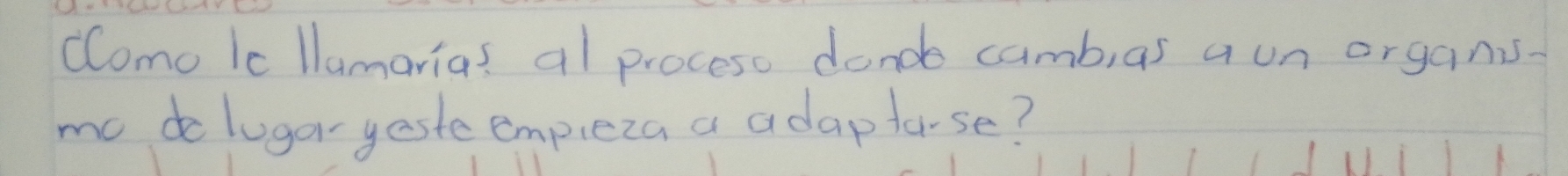 como lc llamarias al proceso dond camb,as a un organis. 
me do lugar yeste empleza a adaptase?