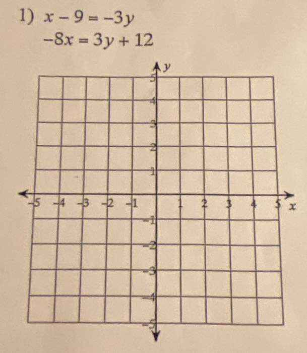 x-9=-3y
-8x=3y+12
x