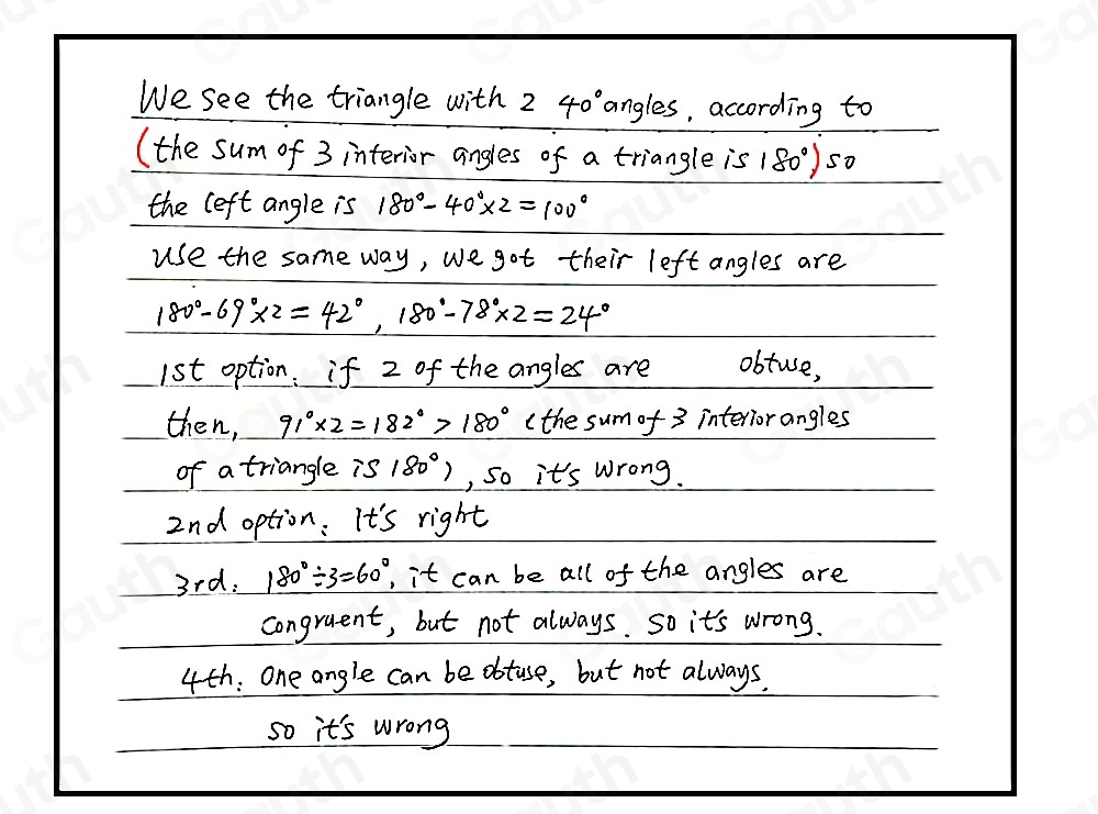 Solved: Timothy draws three isosceles triangles. In each figure, he ...