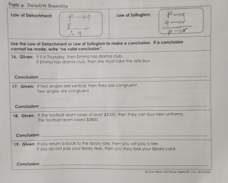 Topic 5: Deductive Reasoning