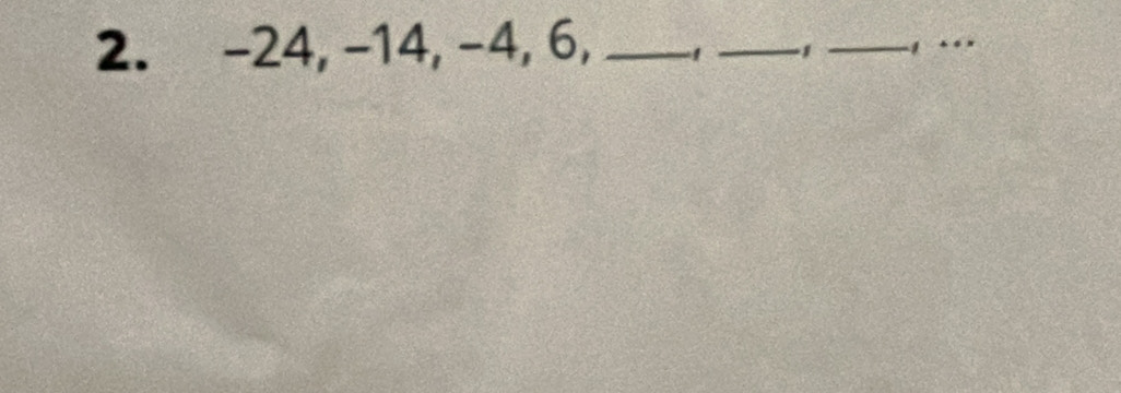 -24, -14, -4, 6, _ 1 _ 1 _ y. . x