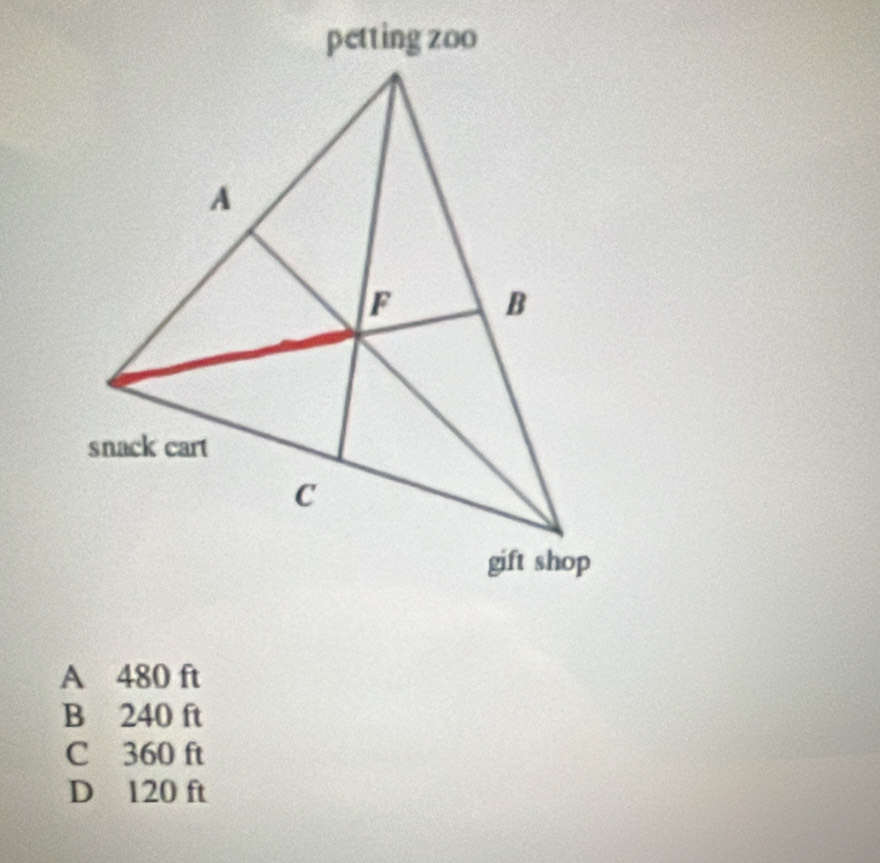 A 480 ft
B 240 ft
C 360 ft
D 120 ft