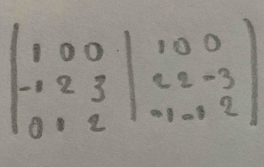 beginvmatrix 1&0&0&|&10&0 -1&2&3 0&1&2endvmatrix