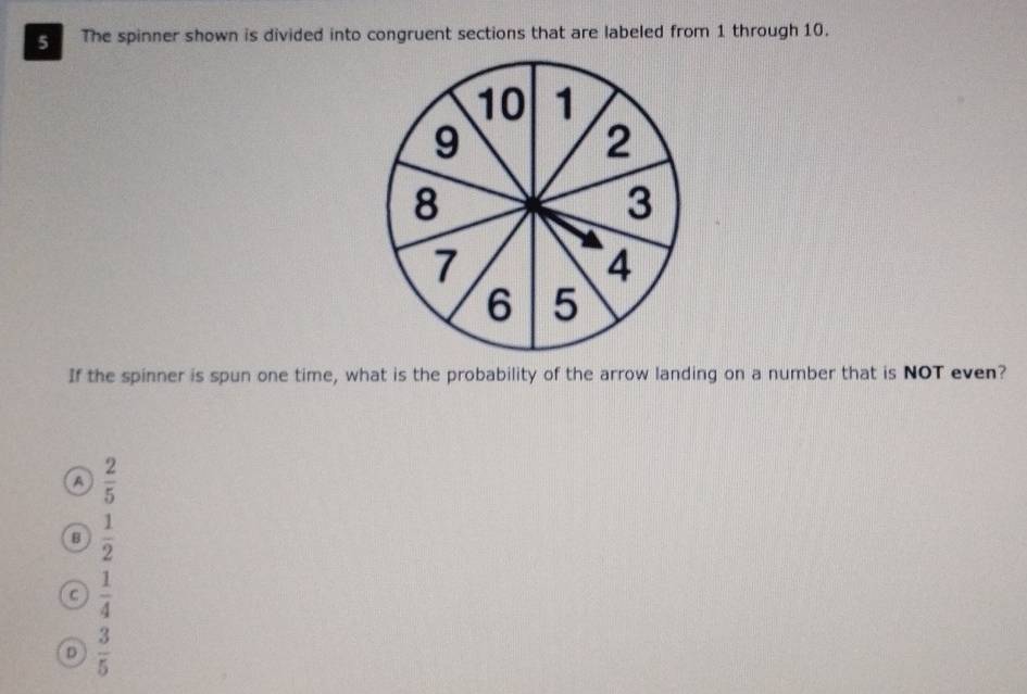 Solved: The spinner shown is divided into congruent sections that are ...