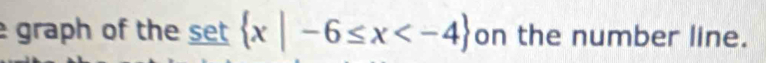 graph of the set  x|-6≤ x on the number line.