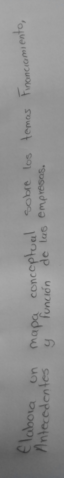 Elabora on mapa conceptual sobre los temas Financamiento, 
Mnfecedentes y funcion de las empresas.