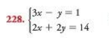 beginarrayl 3x-y=1 2x+2y=14endarray.