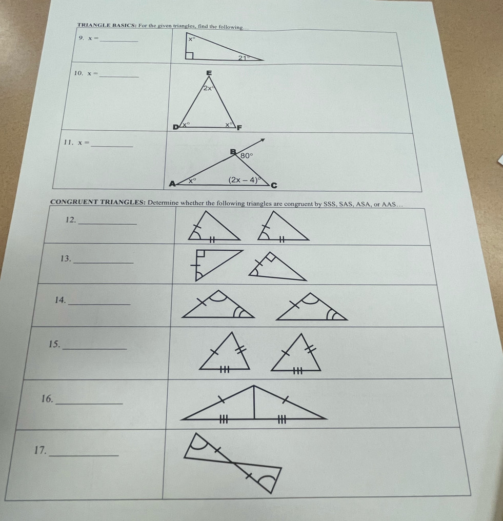 TRIANGLE BASICS: For the given triangles,