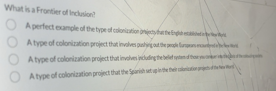 Solved: What is a Frontier of Inclusion? A perfect example of the type ...