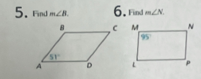 Find m∠ B. Find m∠ N.