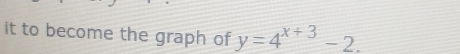 it to become the graph of y=4^(x+3)-2.