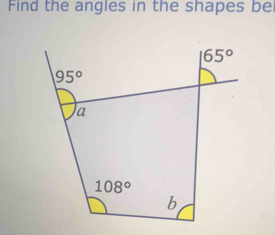 Find the angles in the shapes be