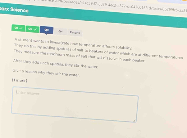 Solved: parx Science Q1 Q2 Q3 Q4 Results A student wants to investigate ...