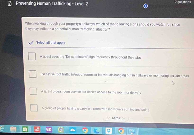 Solved: € Preventing Human Trafficking - Level 2 7 questions When ...