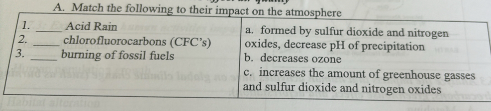 Match the follo