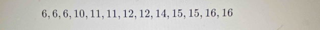 6, 6, 6, 10, 11, 11, 12, 12, 14, 15, 15, 16, 16