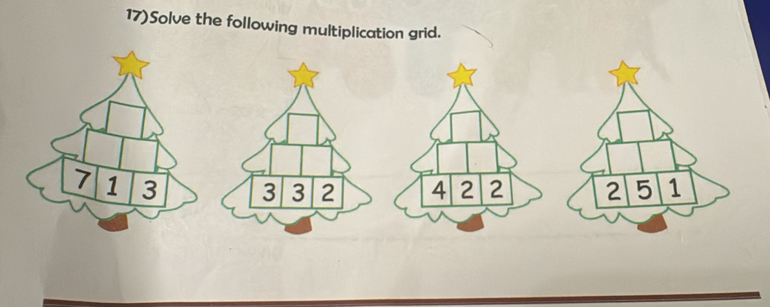 17)Solve the following multiplication grid.