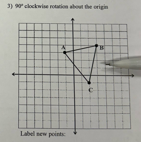 90° clockwise rotation about the origin