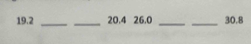 19.2 __ 20.4 26, 0 __ 30.8