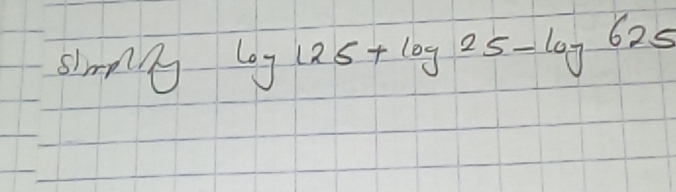 simnng log 125+log 25-log 625