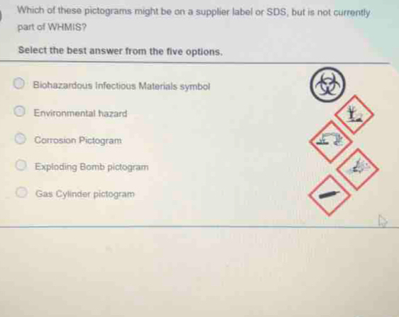 Solved: Which of these pictograms might be on a supplier label or SDS ...