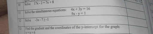 y=x+6