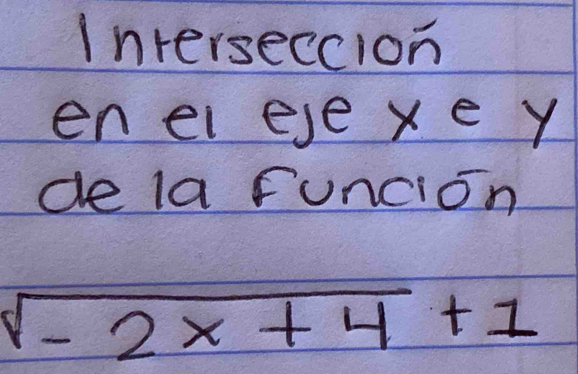 Inrerseccion 
en ei eje ye y 
de la funcion
sqrt(-2x+4)+1