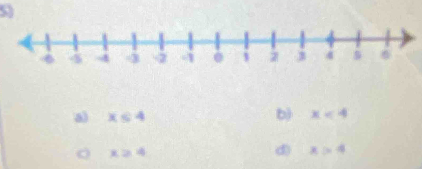 x∈ 4 b) x<4</tex>
x≥ 4
( x>4