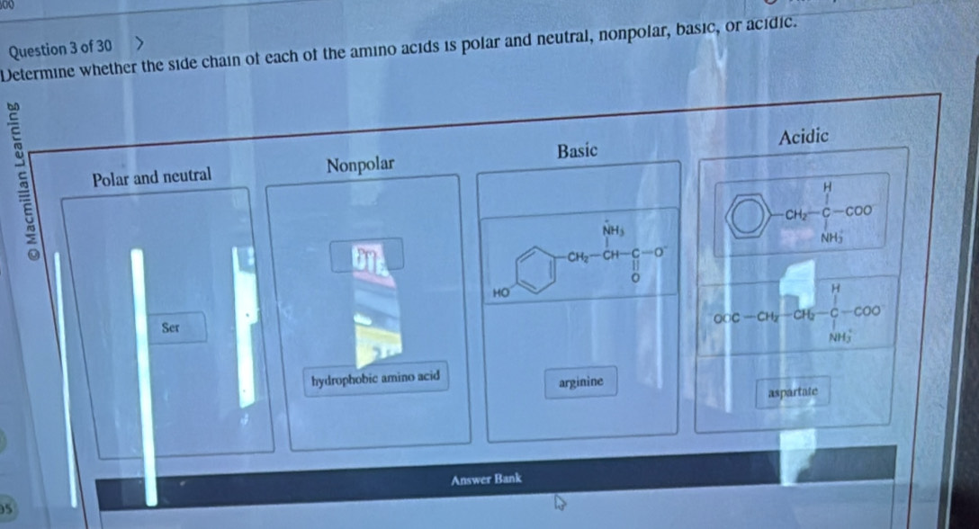 Solved: Determine whether the side chain of each of the amino acids is ...