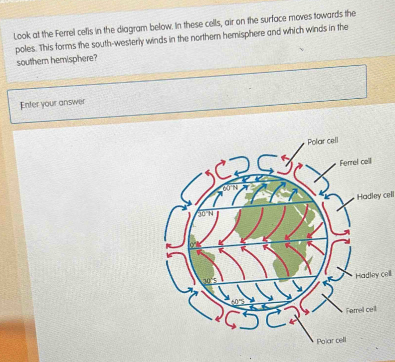 Solved: Look at the Ferrel cells in the diagram below. In these cells ...